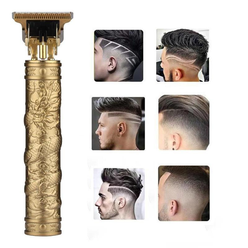 Electric Hair Trimmer Kit, Engraving Pattern T-blade Multifunctional Portable Rechargeable Hair Clipper Set with Display, Hair Styling Tools,Electrical Gadgets, USB Rechargeable Clipper