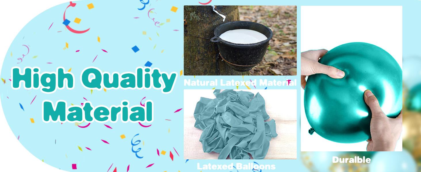 Teal Balloons,60 Pcs 12 Inches Metallic Green and Gold Blue Balloons with Confetti Balloons for Birthday Baby Shower, Jungle Theme Party Balloons,Wedding Decorations Supplies