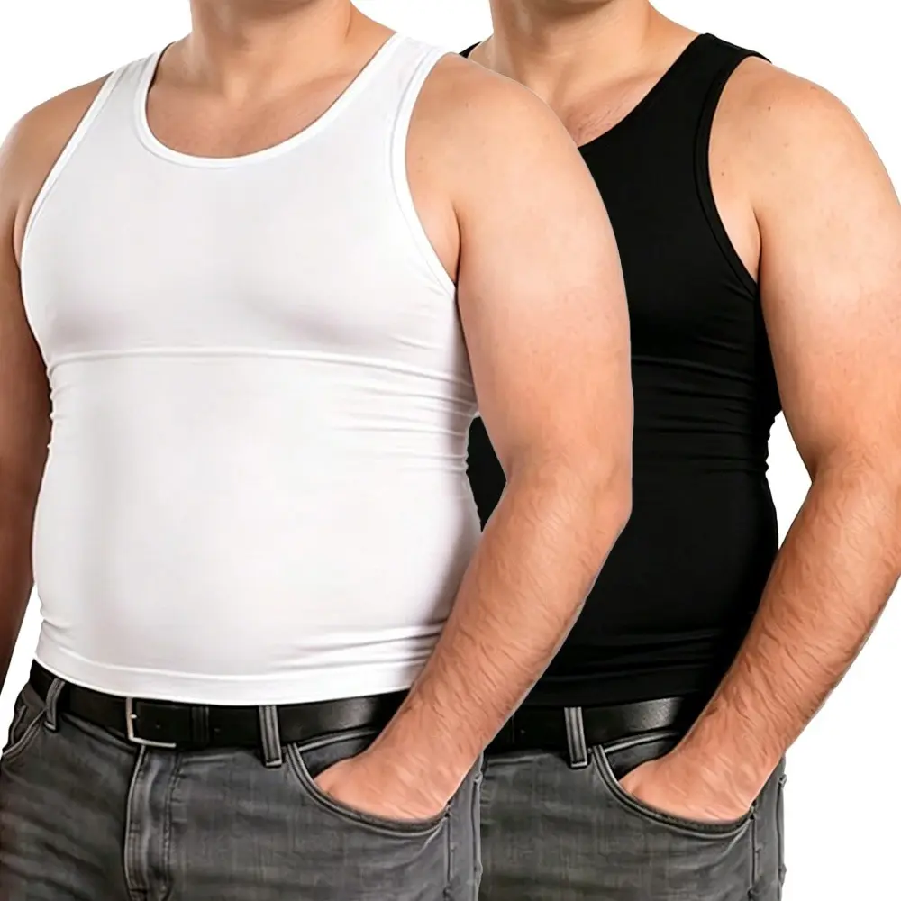 Men's Plus Size Casual Compression Tank Top, Body Shaper with Belly Control & Chest Smoothing for Sport & Gym, Sport Wear