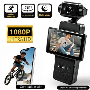 Pocket Vlogging Camera, Mini Camcorder, 1080P HD Vlog Body Camera with 2.65" Rotating Screen, WiFi Portable Video Recorder, Wearable Action Camera for Travel, Hiking, Cycling, Daily Recording, Creative Gift