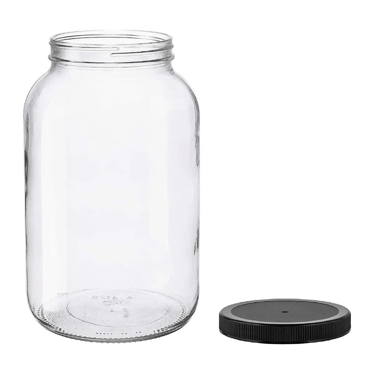 1 Gallon Glass Jar Wide Mouth with Black Plastic Lid, Bpa-free, for Fermenting, Storing, Canning, and More, Made in Usa, 128 Oz Capacity