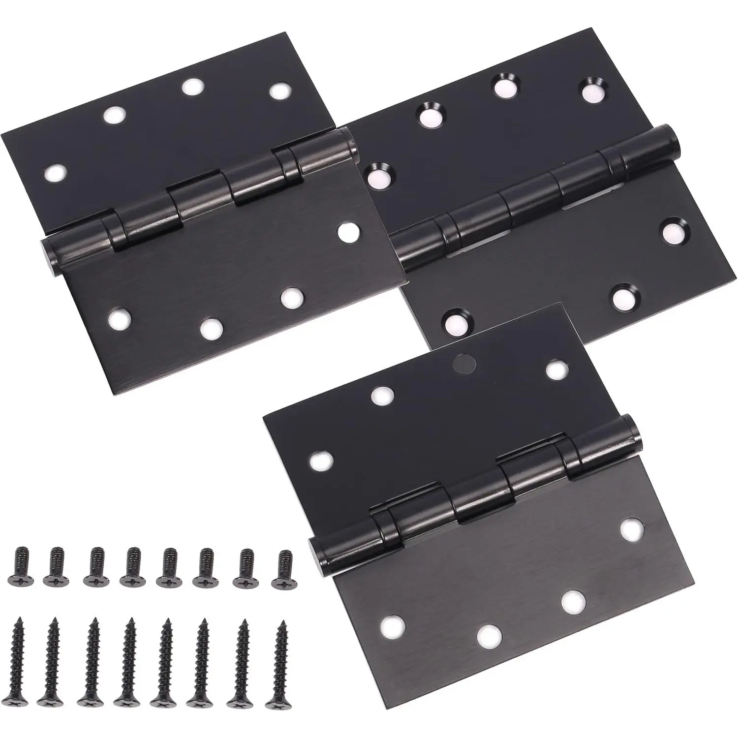 Black Heavy Duty Commercial Door Hinge with Silent Steel Plain Bearing, 4.5 inch X 4.5 inch, Thickness 3 mm Stainless Steel,Super Bearing Capacity(3 Pack)