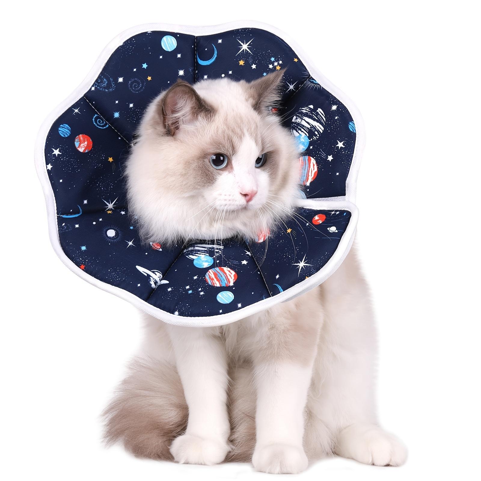 Cartoon Printed Cat Elizabethan Collar, Soft Lightweight Pet Protective Cone with Anti-chew Design, Adjustable Buckle for Post-surgery Recovery