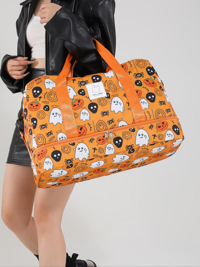 Durable Bat Pattern Travel Bag, Travel Duffle Bag, Large Capacity Travel Bag with Shoe Compartment, Lightweight Carry on Luggage Bag for Sports Gym, Yoga Handbag, Valentine's Gifts for Her