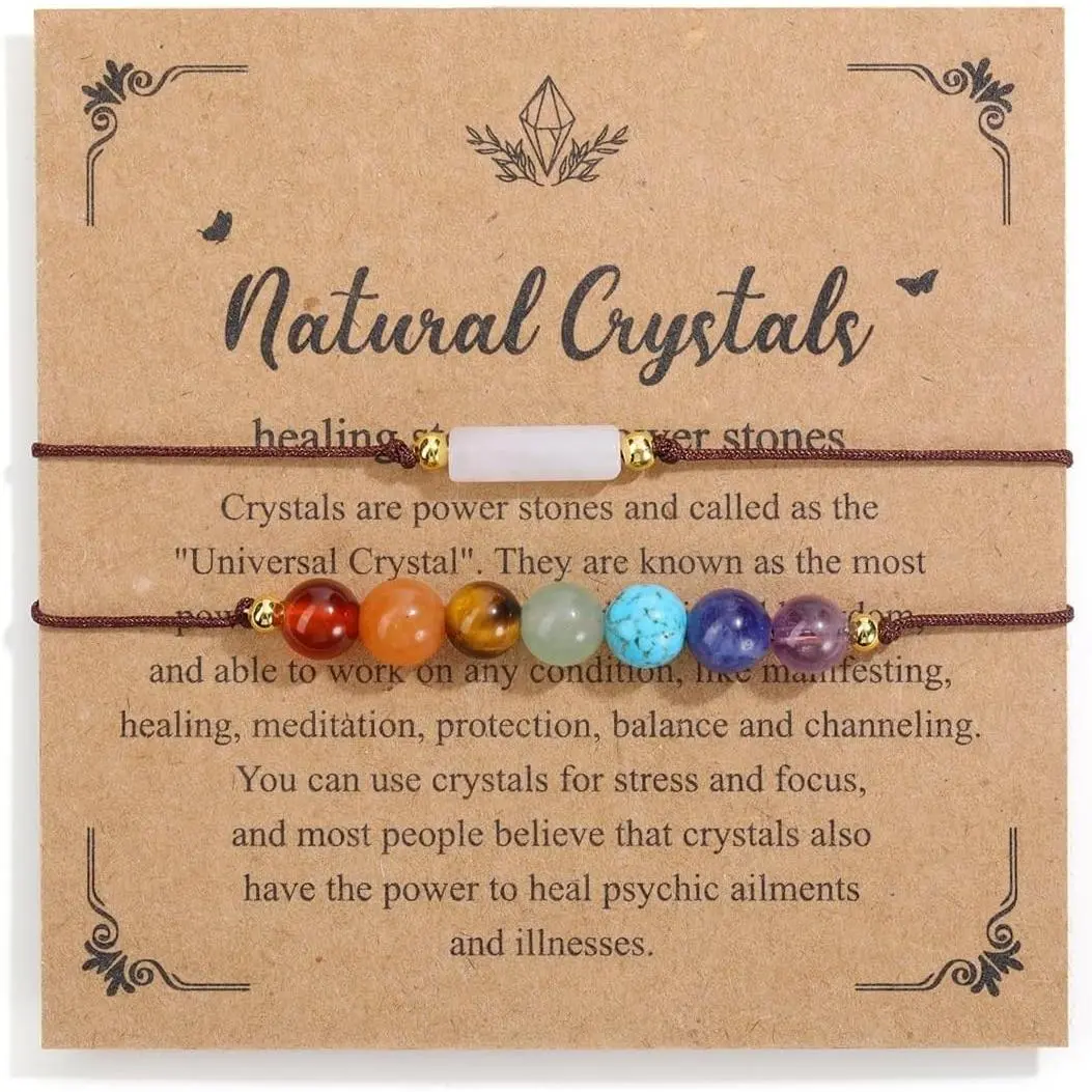 2 count Triple Protection  Stone Bracelets for Women Men Gifts |  6mm Energy   Beads Beaded Bracelets Protection  Adjustable Rope