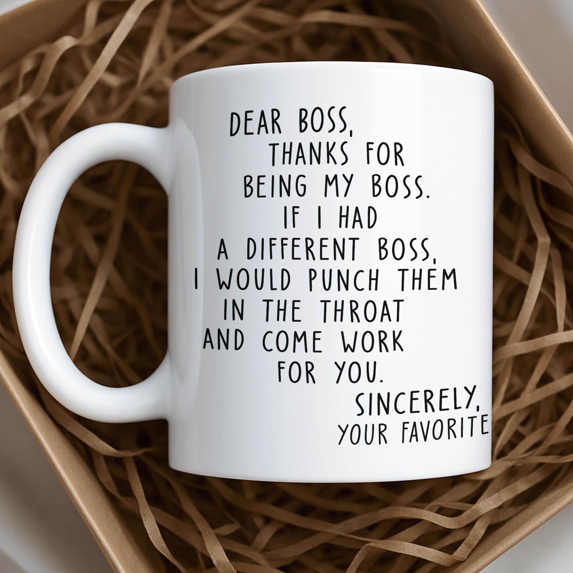 Judywin Talk - Dear Boss 11oz Ceramic Mug, Best Boss Coffee Mug, Best Boss Gifts Funny Boss Gift - Reusable Coffee Cup, Washable Ceramic, Ideal for Best Friends, Sisters, Family Members, Coworkers Drinkware Tumbler Reuse