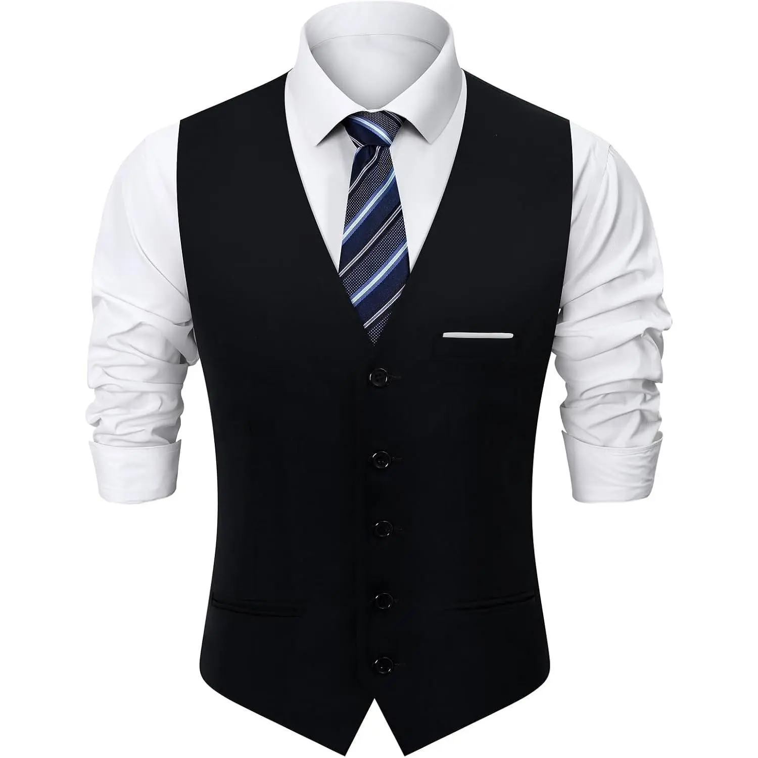 Mens Suit Vest, Business Formal Dress Vest for Men Solid Slim Fit Waistcoat, S-3XL