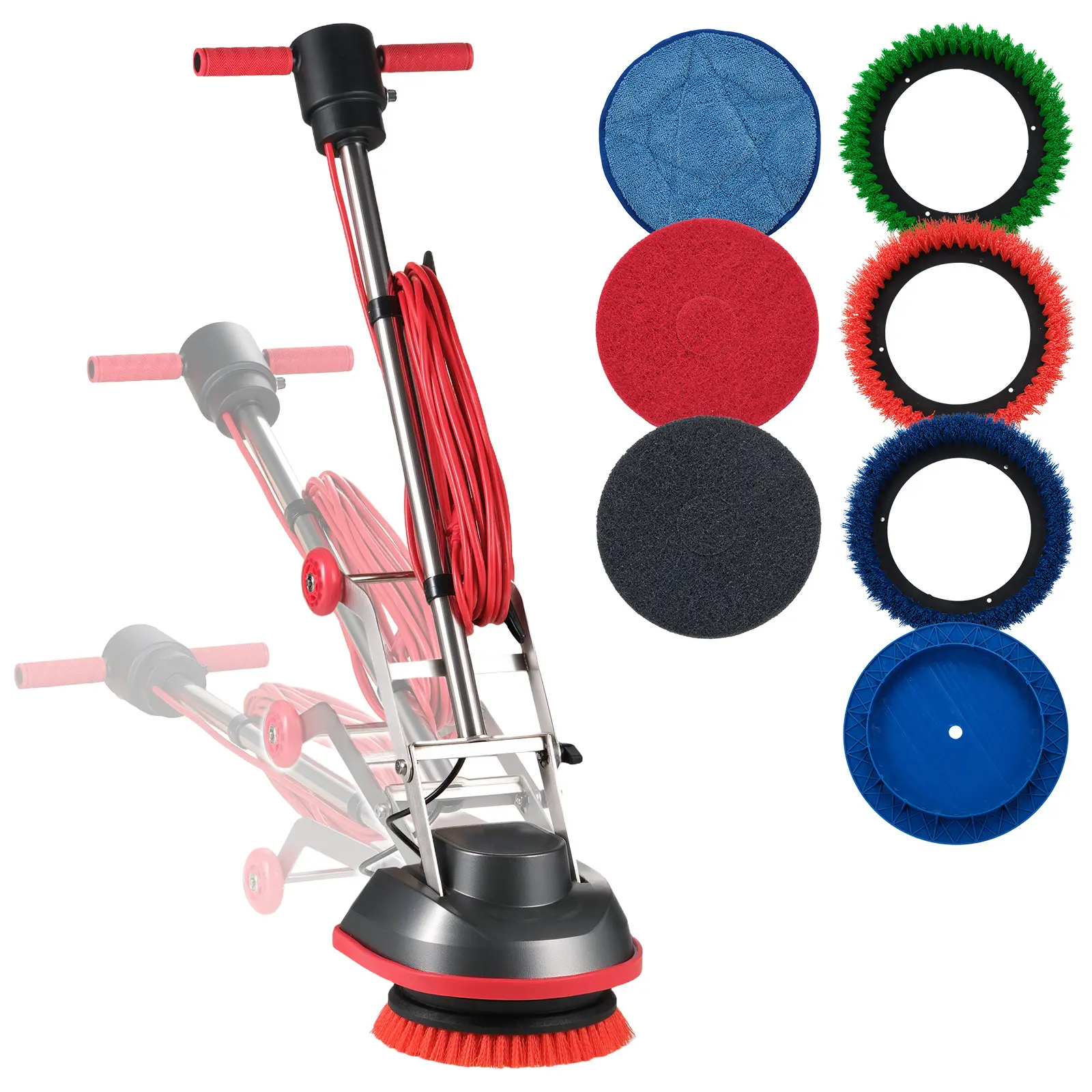 Commercial Floor Scrubber Machine, 1900 RPM Max Speed, Effort-Saving Operation, Complete Kit