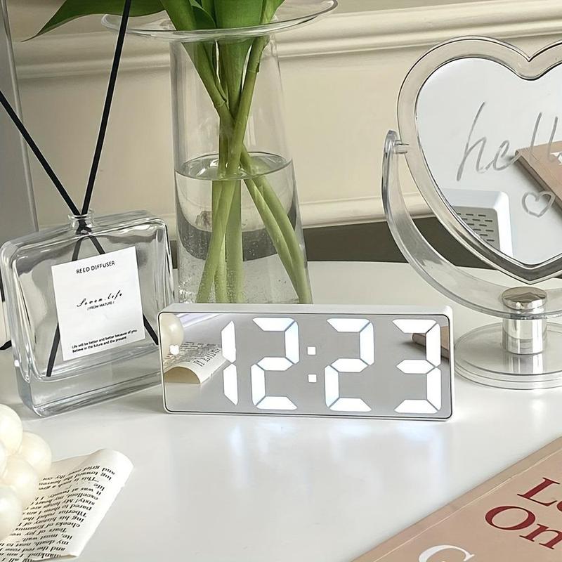 Led Mirror Alarm Clock, 1 Count Modern Exquisite Sound Control Battery Powered Digital Clock, Desktop Electronic Clock for Bedroom Office Home Decor(without Battery) Led Mirror Alarm Clock, 1 Count Modern Exquisite Sound Control Battery Powered Digital Clock, Desktop Electronic Clock for Bedroom Office Home Decor(without Battery)