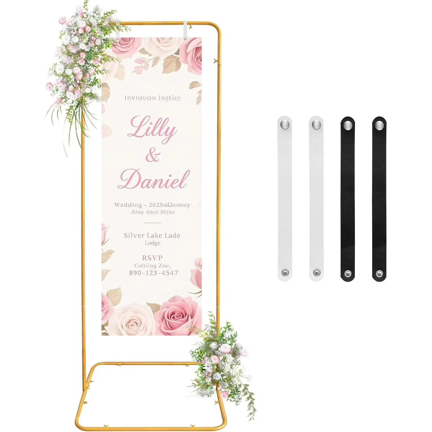 Wedding Welcome Sign Easel Metal Poster Holder Vendor Display Stand | Adjustable Easel Frame with  Straps for  Shower, Vendor Markets, Event Planner Indoor Outdoor Party Decor