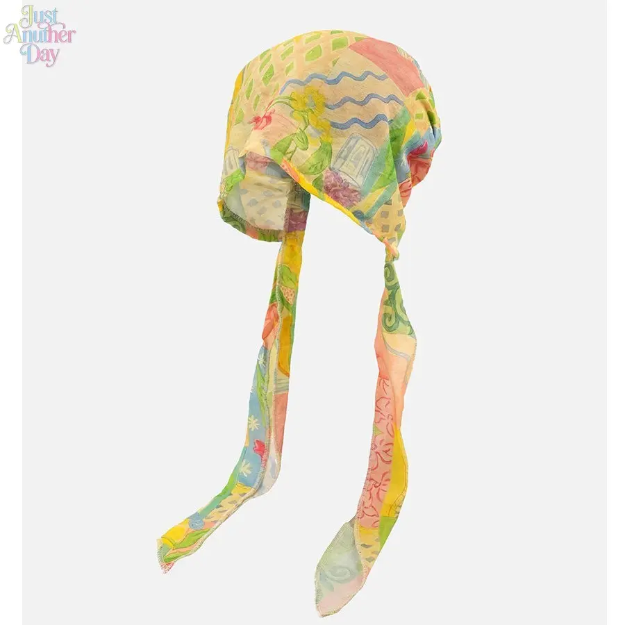 French Romantic Cotton Bandana Scarf, Fresh Watercolor Print Lightweight Square Scarf, Versatile Neck & Head Wrap, Elegant Summer Accessory for Women