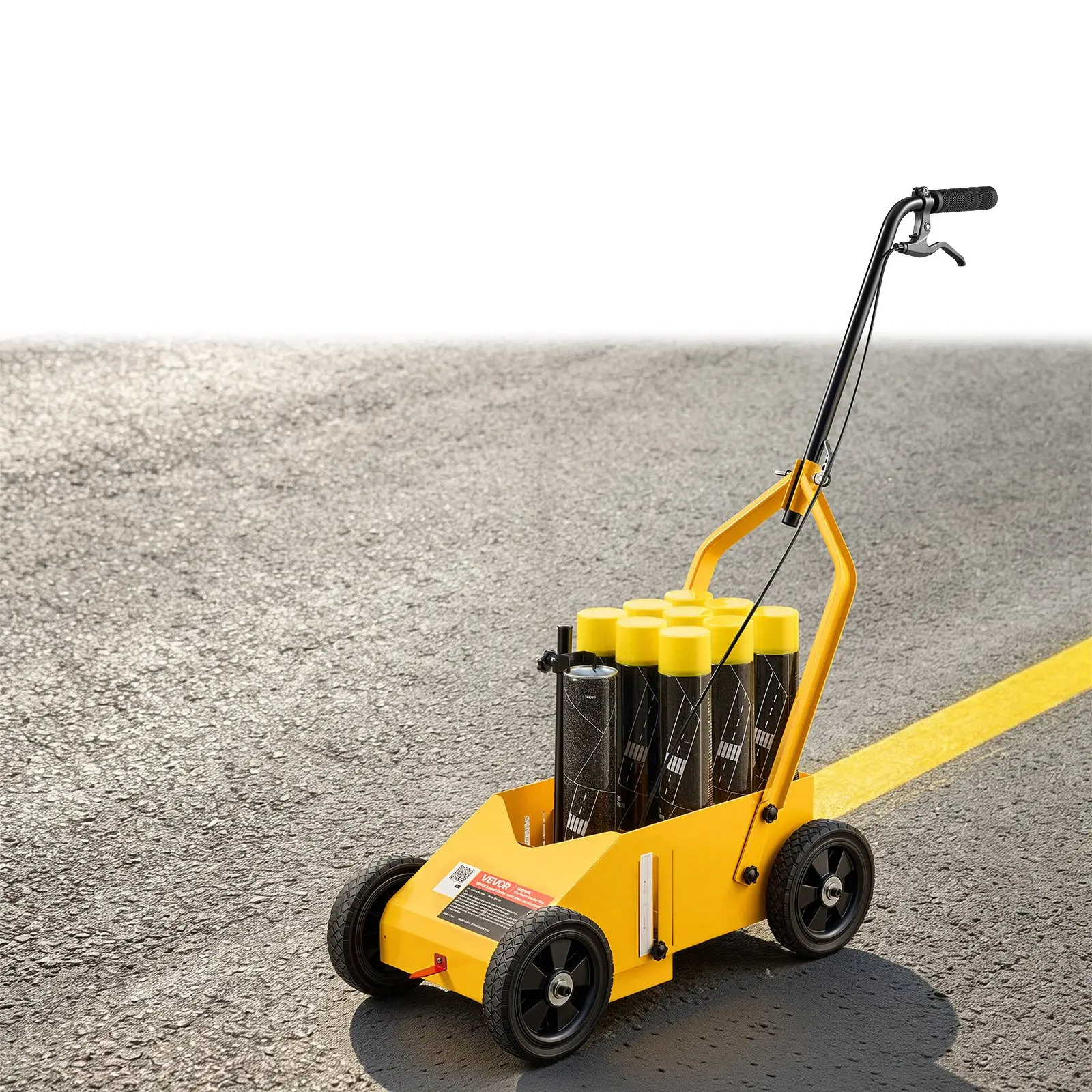 VEVOR Striping Line Marking Machine 9-Can Capacity Yellow with 4 Wheels, Parking Lot Striping Machine, 2 to 4 in Adjustable Line Width, Heavy Duty, Fast and Accurate Marking, with Adapter Nozzle