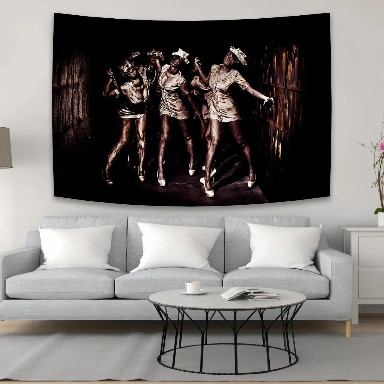 Silent Hill Mysterious Dream Ink Pattern Lightweight Tapestry, Scandinavian Ins Style Hanging Photo Backdrop, Living Room-Bedroom Decorative Wall Art