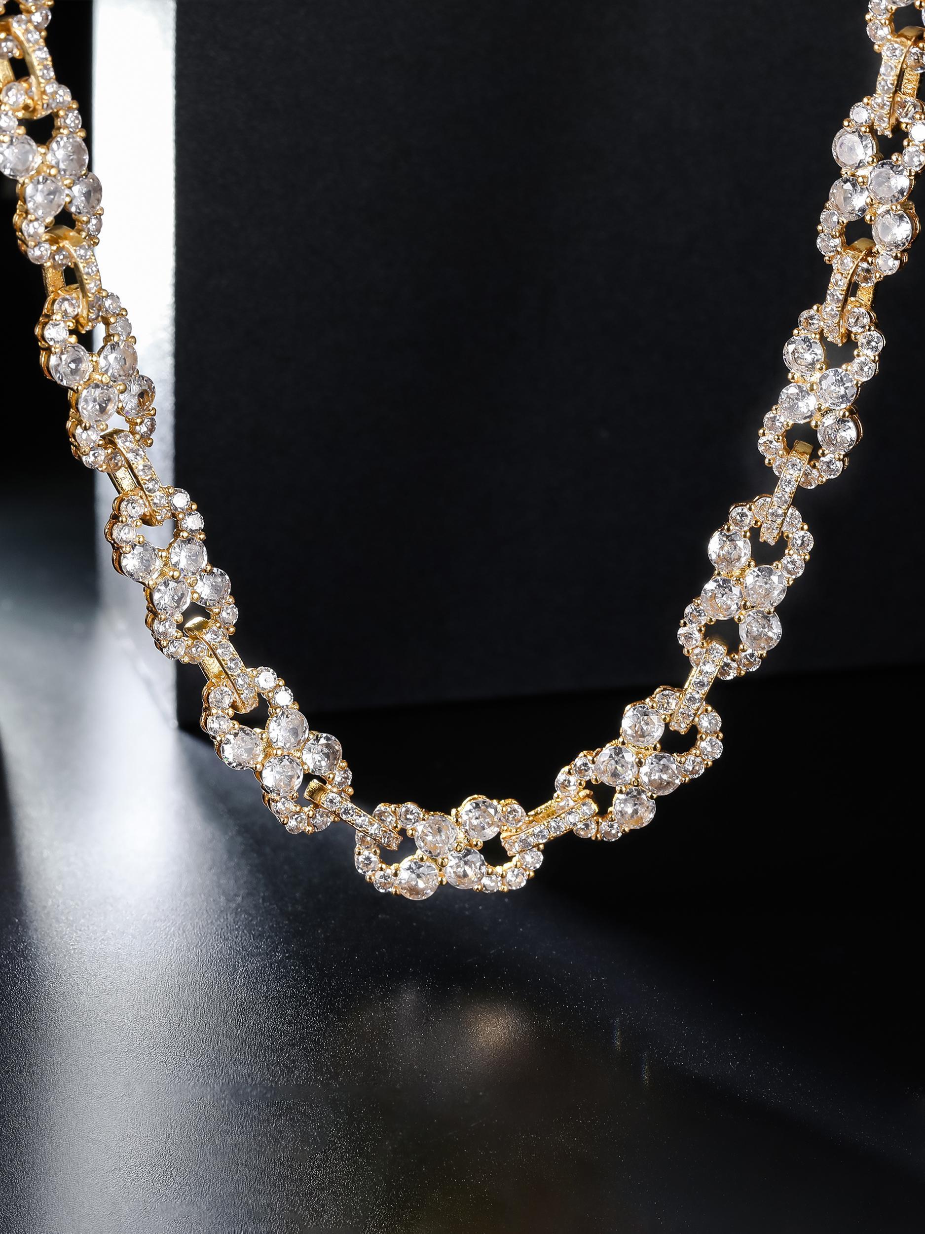 Infinity Symbol Design Bling Rhinestone Decor Necklace, Minimalist Chain Necklace, Chunky Chain Necklace, Hip Hop Jewelry for Parties and Daily Outfits, Trendy Versatile & Exquisite Jewelry for Gift, Modern Versatile Accessories