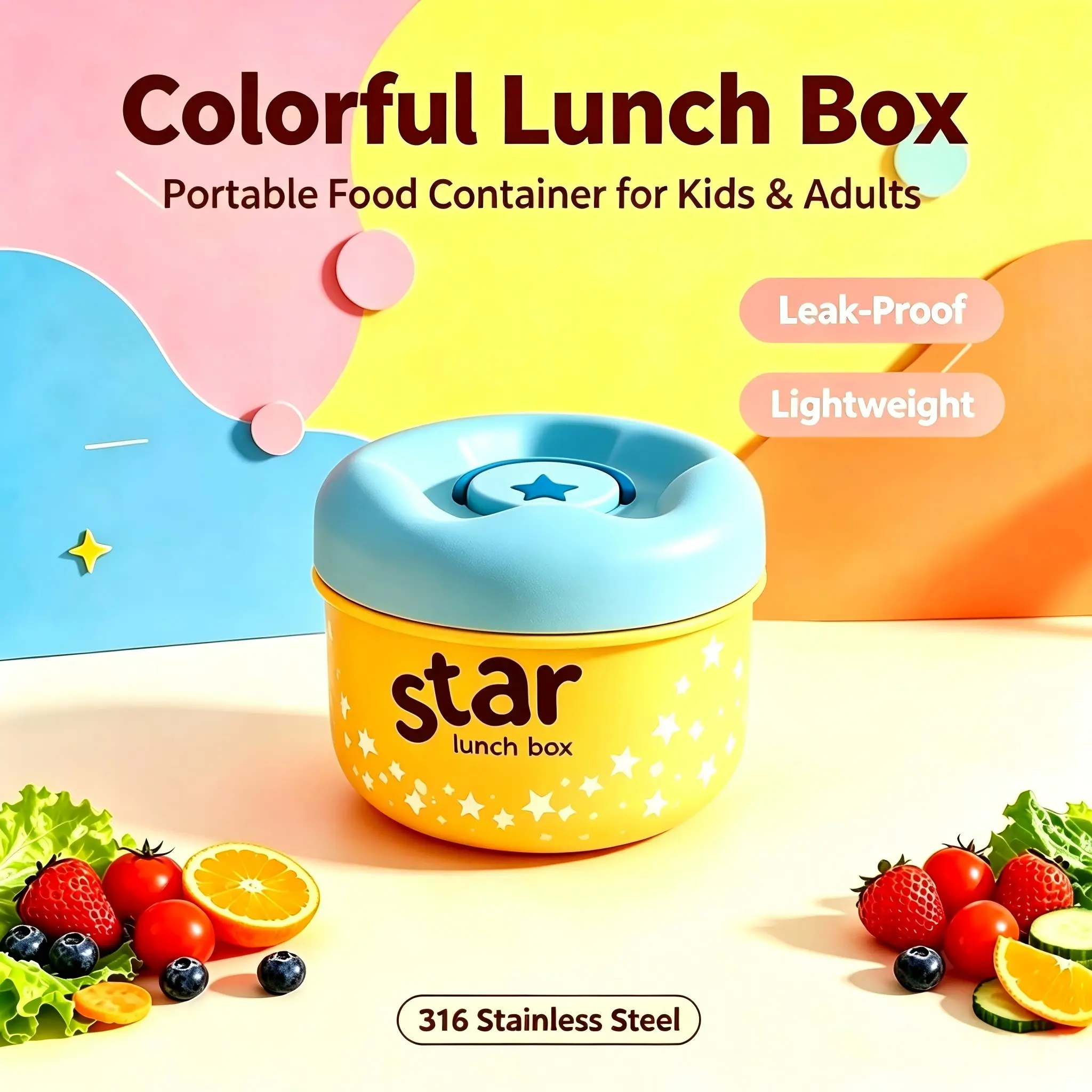 650ML Food-Grade 316 Stainless Steel Insulated Bento Box, Antibacterial Microwave Safe, Ideal for Camping, Work, School, Hiking