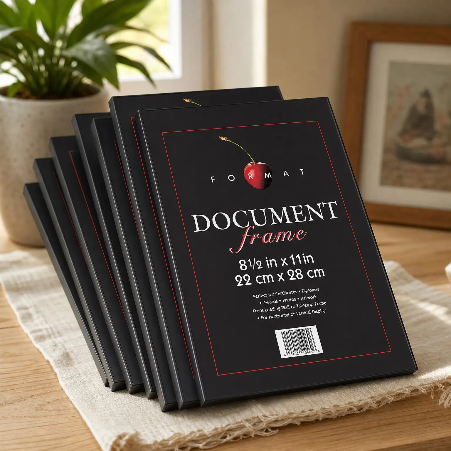 Diploma & Certificate Frame for Documents & Awards, 8.5x11 Inch, Black Finish with Tabletop Easel, 6-PackGift