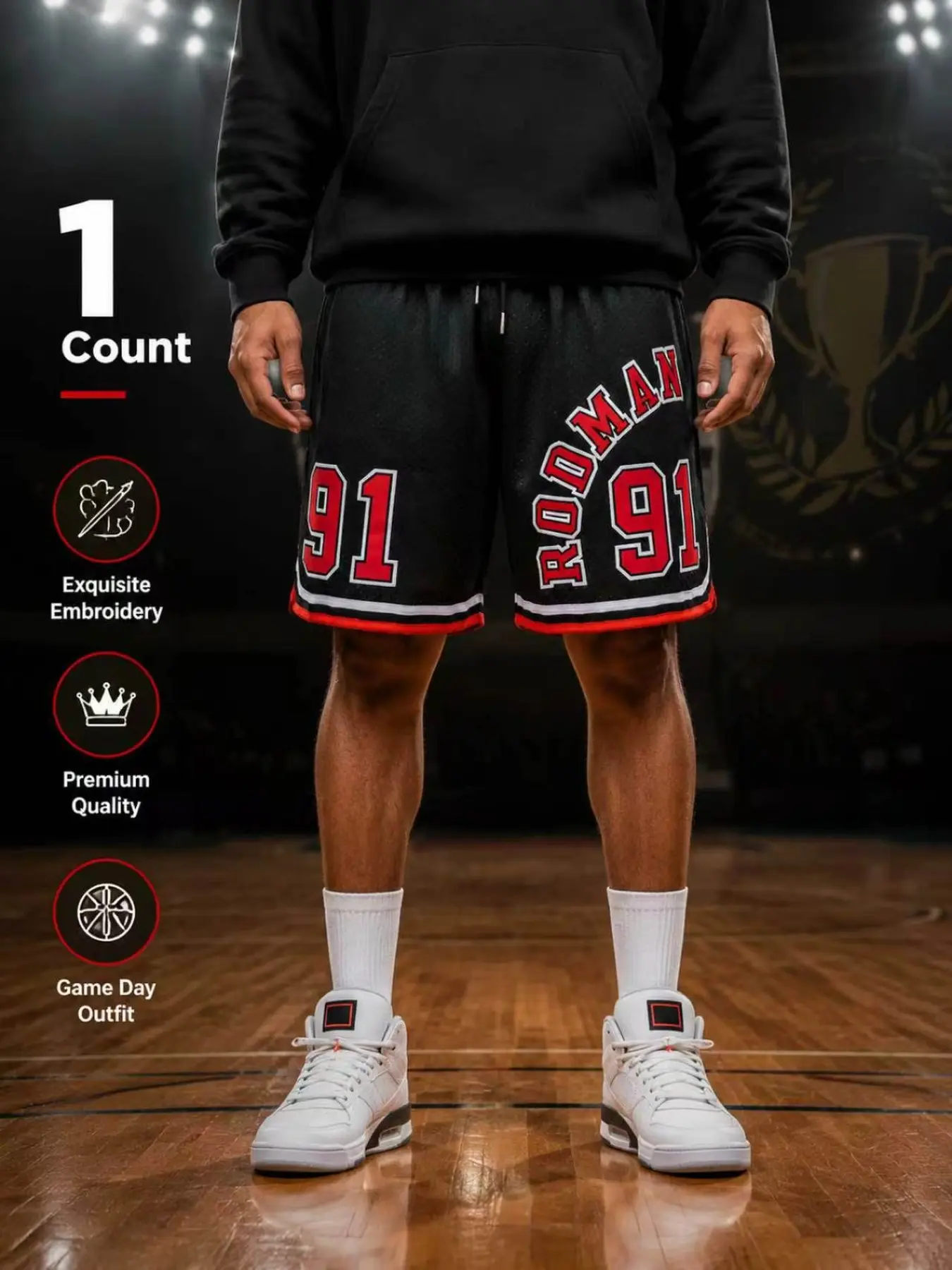 Men's Vintage Chicago Basketball Shorts 91 Rodman Stitched Mesh Casual Sports Gym Shorts Team Uniform