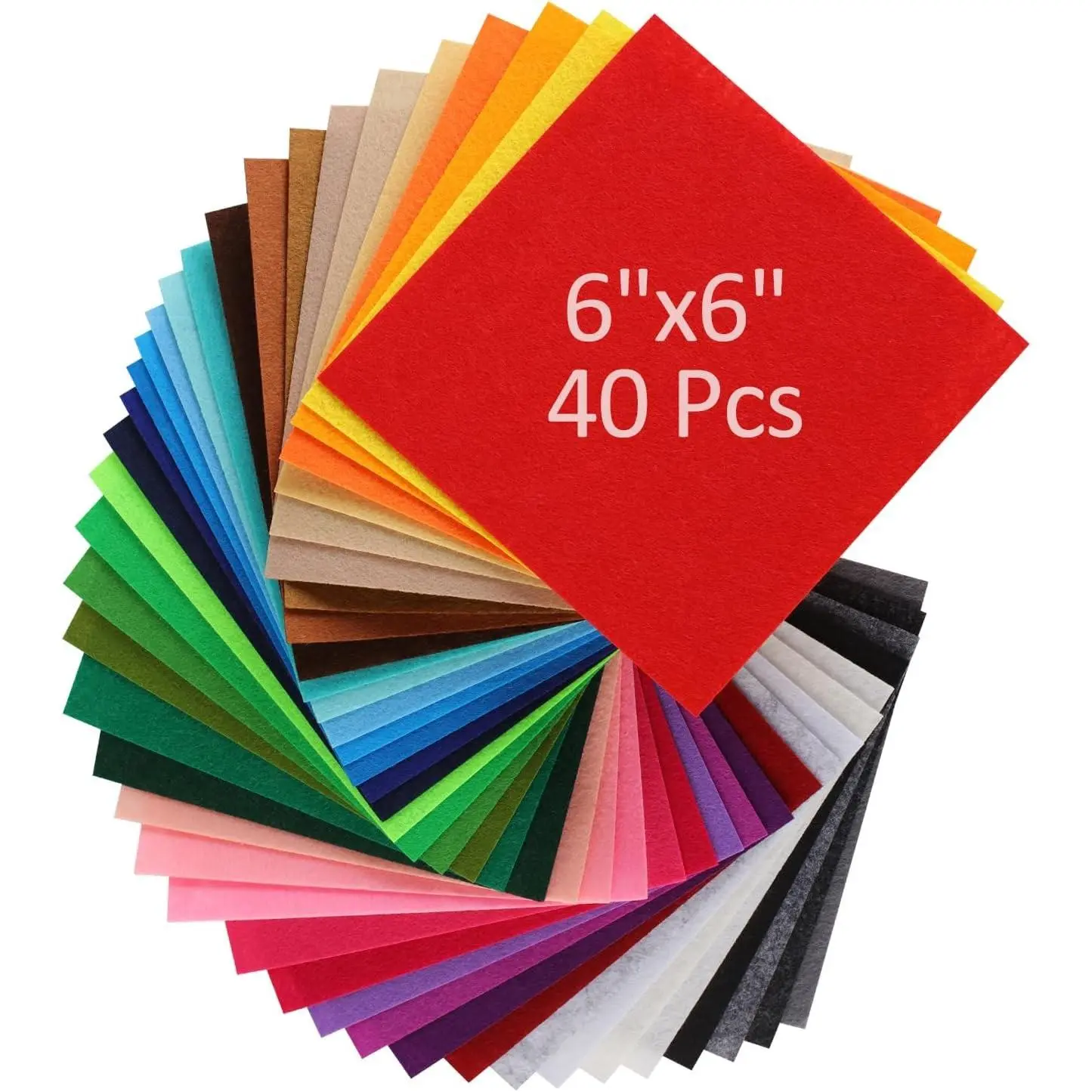 40pcs Assorted 6x6 Inch 1mm Thick Nonwoven Felt Fabric Sheets for DIY Handmade Craft Projects