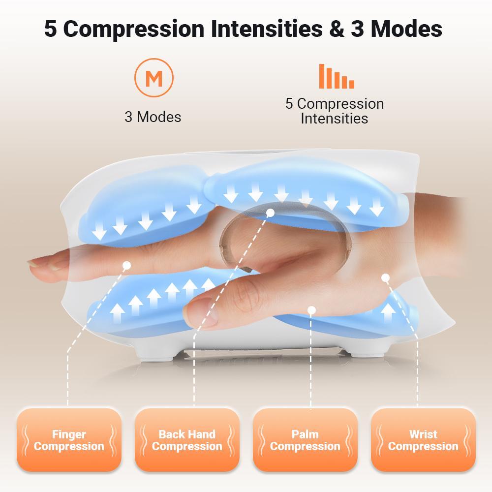 Hot Compress Hand Massager, 1 Box 3 Modes & 5 Levels Hand Massager, Timers Hand Massage Tool for Parents Gift, Electric Massage Machine, USB Rechargeable