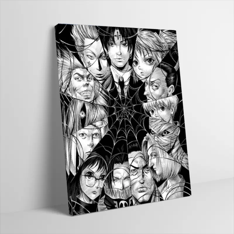 Hunter x Hunter Phantom Troupe Poster Canvas Wall Art Chrollo Lucilfer Spider Members Japanese Manga Art Print Black and White Creepy Aesthetic Wall Decor for Gaming Room Boy Bedroom Otaku Gift Unframed