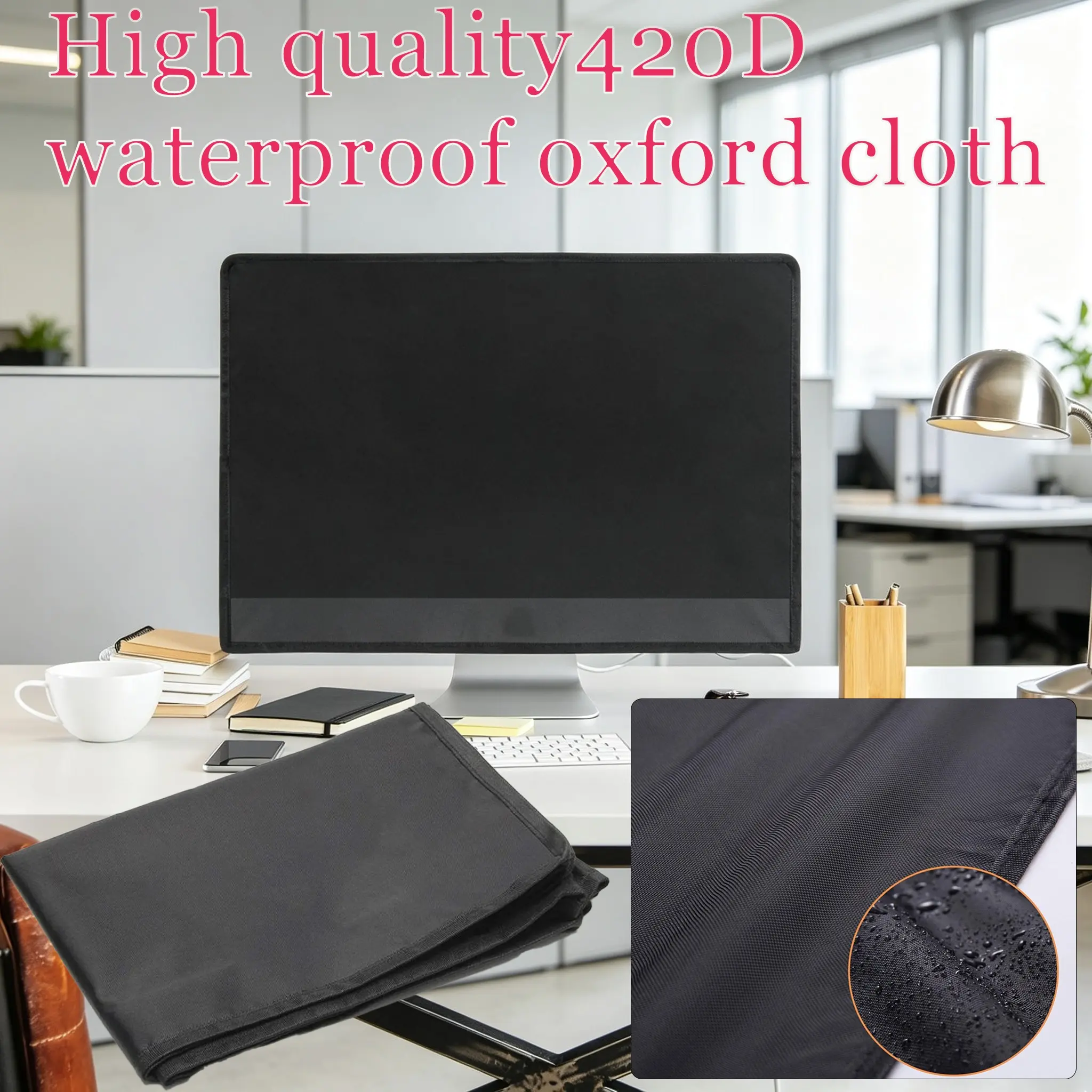Monitor Dust Cover, Waterproof Nylon Screen Protector, Anti-Dust Anti-Scratch, 24 Inch Desktop Monitor, Home Office Use, Water Resistant Cover
