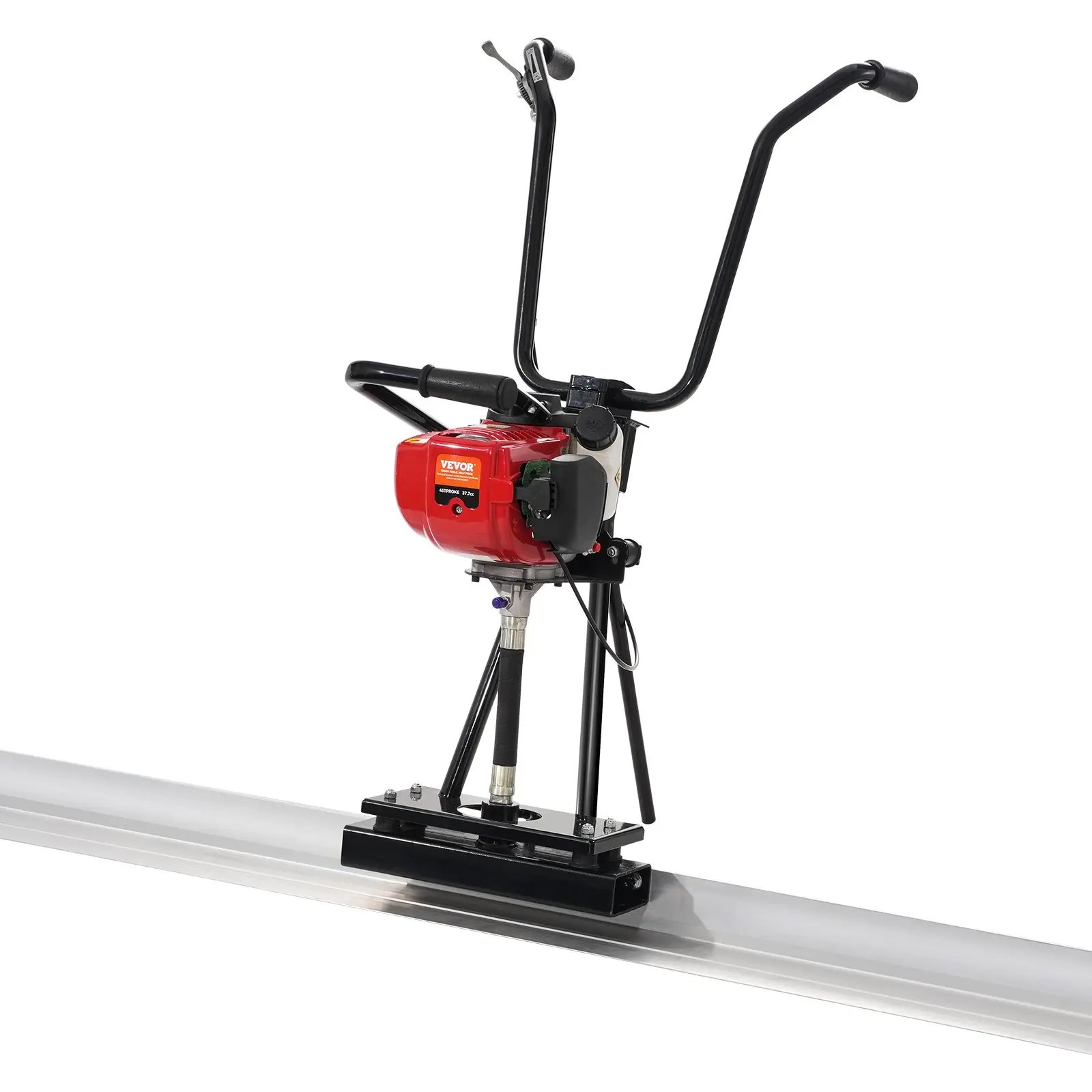 VEVOR Gas Concrete Power Screed Set, 6ft Aluminum Straight Edge Board, 4-Stroke Cement Finishing Vibrating Motor, Height-Adjustable Handles, 6500RPM High-Efficiency Tool for Concrete Work