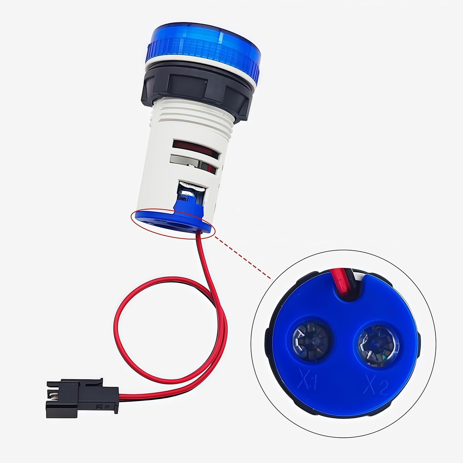 2 count AC  Amp Meter Circular 2 in 1 Digital Current   LED Display Voltmeter Ammeter (Blue)