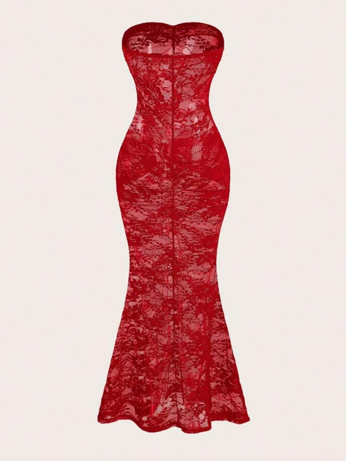 Women's Floral Lace Fishnet Dress, Elegant Fashion Dress for Party Club Dating Wear, Women Dress for Summer, Floral Print Bodycon