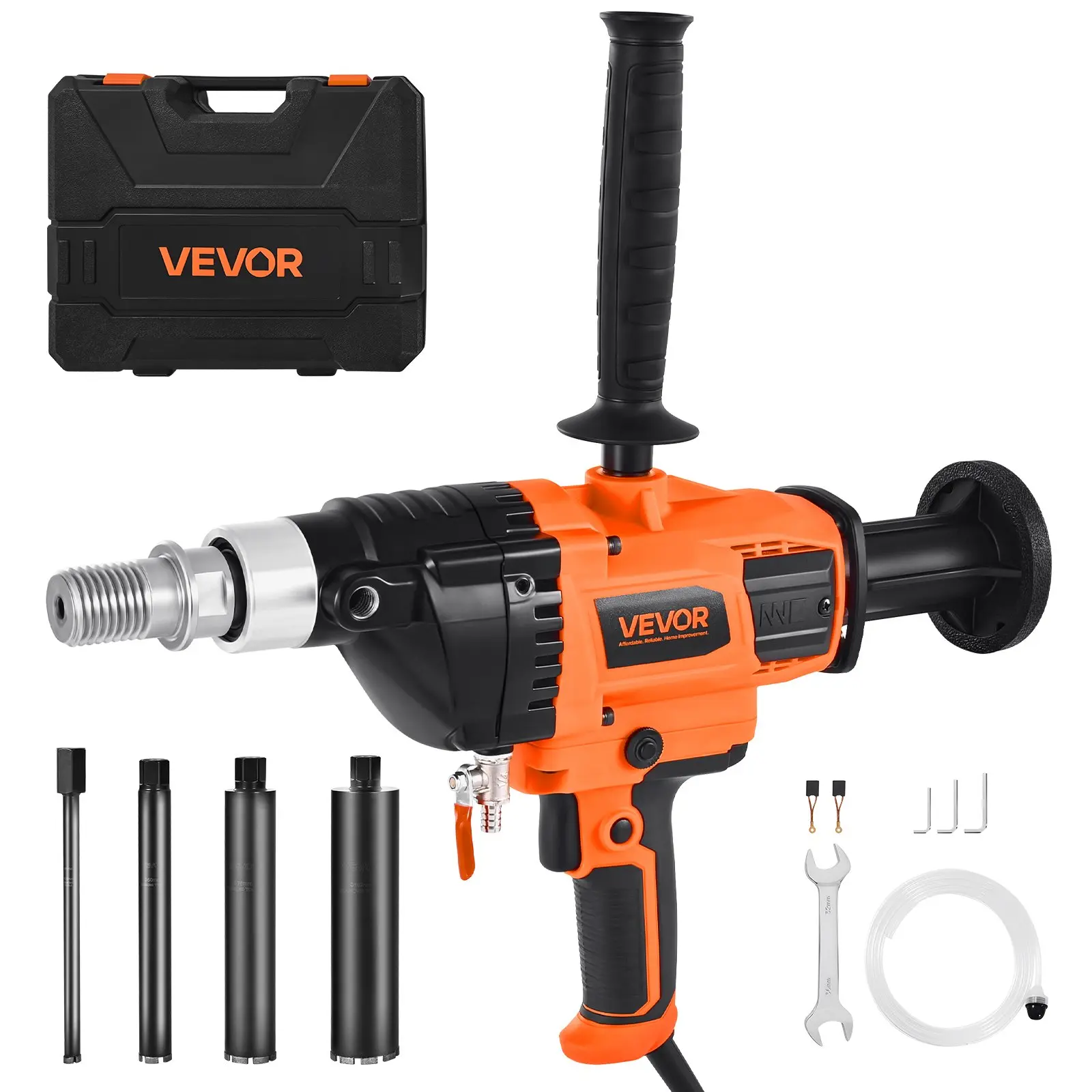 【DealsForYouDays】VEVOR Diamond Core Drilling Machine, 0.8-6.3 in Drilling Diameter, Handheld Dry and Wet Concrete Core Drill Rig with 4 Drill Bits, 0-1800RPM Variable Speed, UNC1 1/4-7, for Concrete Brick Stone, 2000W