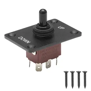 Toggle Switch, 6 Pin Momentary Polarity Reversing Toggle Switch (ON)-Off-(ON) DC 12V/30A AC 250V/15A - with Up Down Mounting Panel & Waterproof Boot Cap for Auto Car Marine Boat
