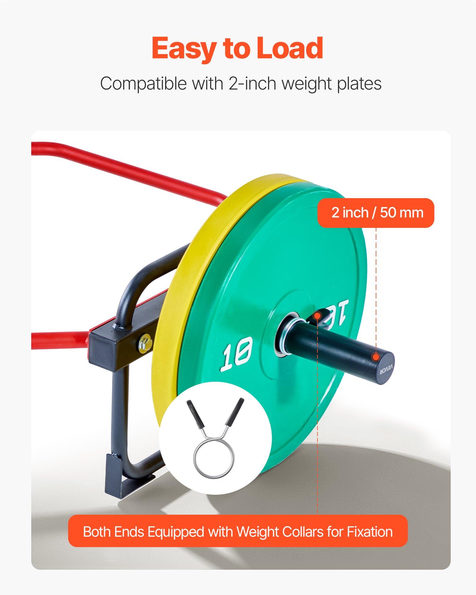VEVOR Detachable Trap Hex Bar, 2-Inch Barbells, 500 LBS Capacity Easy-to-Install Strength Training Equipment for Squats, Deadlifts, Shoulders Comfortable Training Home Gym