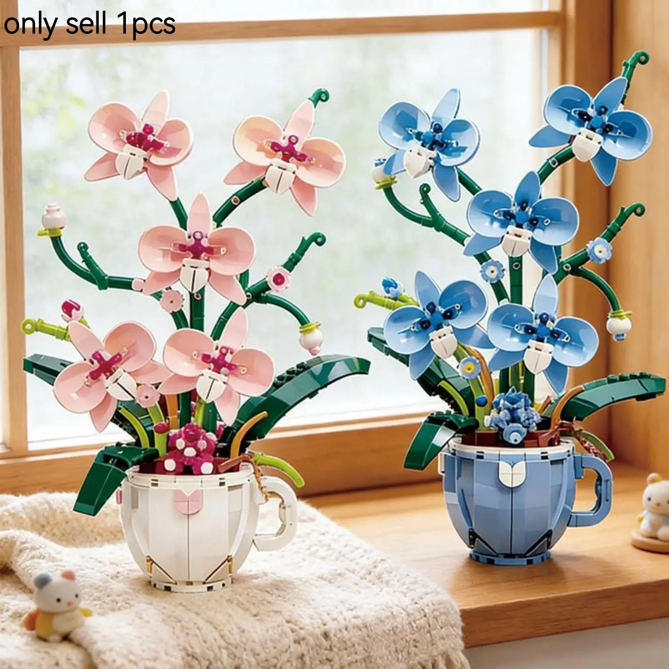 Orchid Bouquet Building Block Set, 567-Piece Potted Plant Model, Romantic DIY Gift for Valentine's Day or Birthdays, Creative Craft Kit, Creative Building Blocks