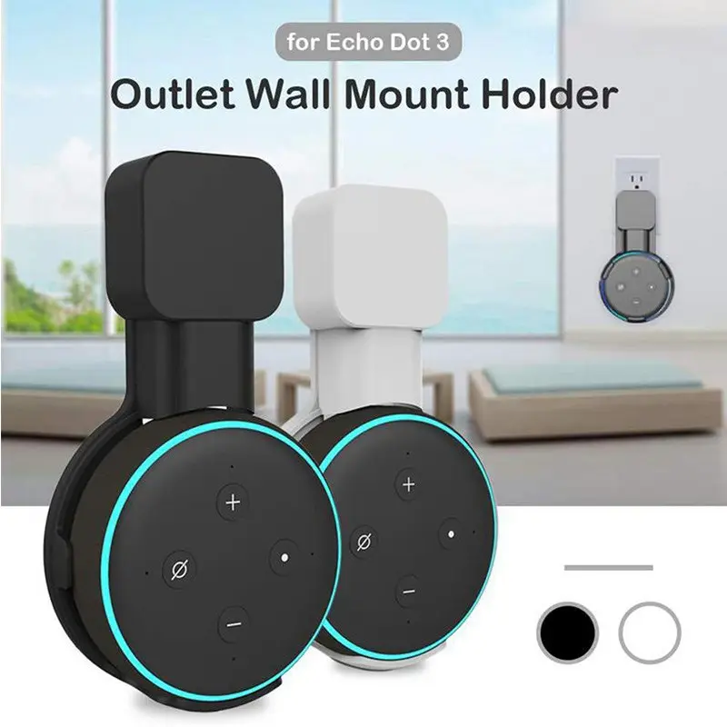Echo Dot 3rd Gen Wall Mount Stand, Storage Bracket, Home Socket Holder with Cable Management, Durable Abs Hard Shell, Space-Saving, Kitchen Bedroom Bathroom
