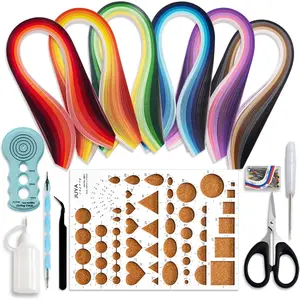 JUYA Paper Quilling Kits with 30 Colors 600 Strips and 8 Tools (Paper Width:3mm, Blue Tools)