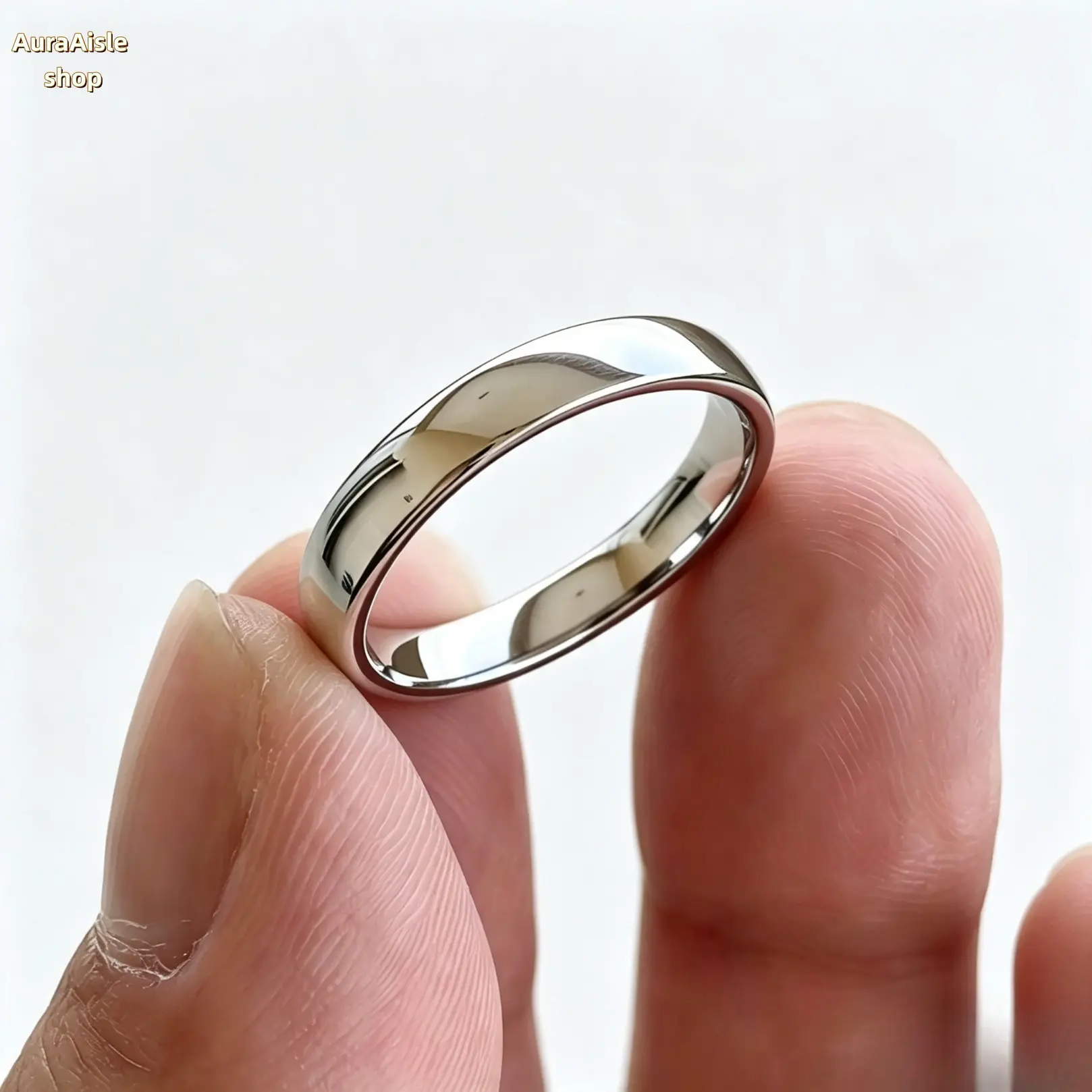 Simple Polished Stainless Steel Dome Band Ring For Men And Women, Non Tarnish Classic Plain Band, Minimalist Versatile Jewelry For Couple Daily Wear And Casual Outfit Matching