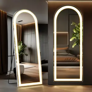 [Deals for you]Full Length Floor Mirror with LED Lights Standing mirror, Dimmable 3-Color Lighting and Aluminum Frame for Bedroom, Dressing Room Decor