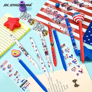 18pcs/ 36pcs Plastic Pens And Independence Day UV DTF Pen Wraps Set, for USA Souvenirs, Gifts, Note Taking, American President Election, 4Th of July Present Back to School