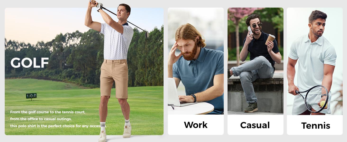 Willit Men's Golf Polo Shirts Short Sleeve Print Performance Moisture Wicking Casual Stretch Breathable workout tops