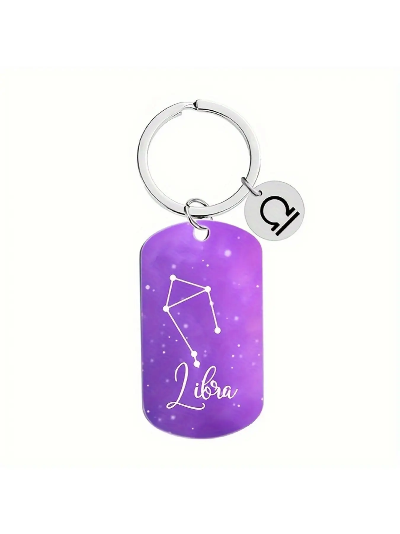 Stainless Steel Zodiac Keychain Accessory - Astrological Sign Keyring with Ring Buckle, Star Constellation Design for Backpack & Purse Decoration, Single Piece, Ideal Gift for Valentine