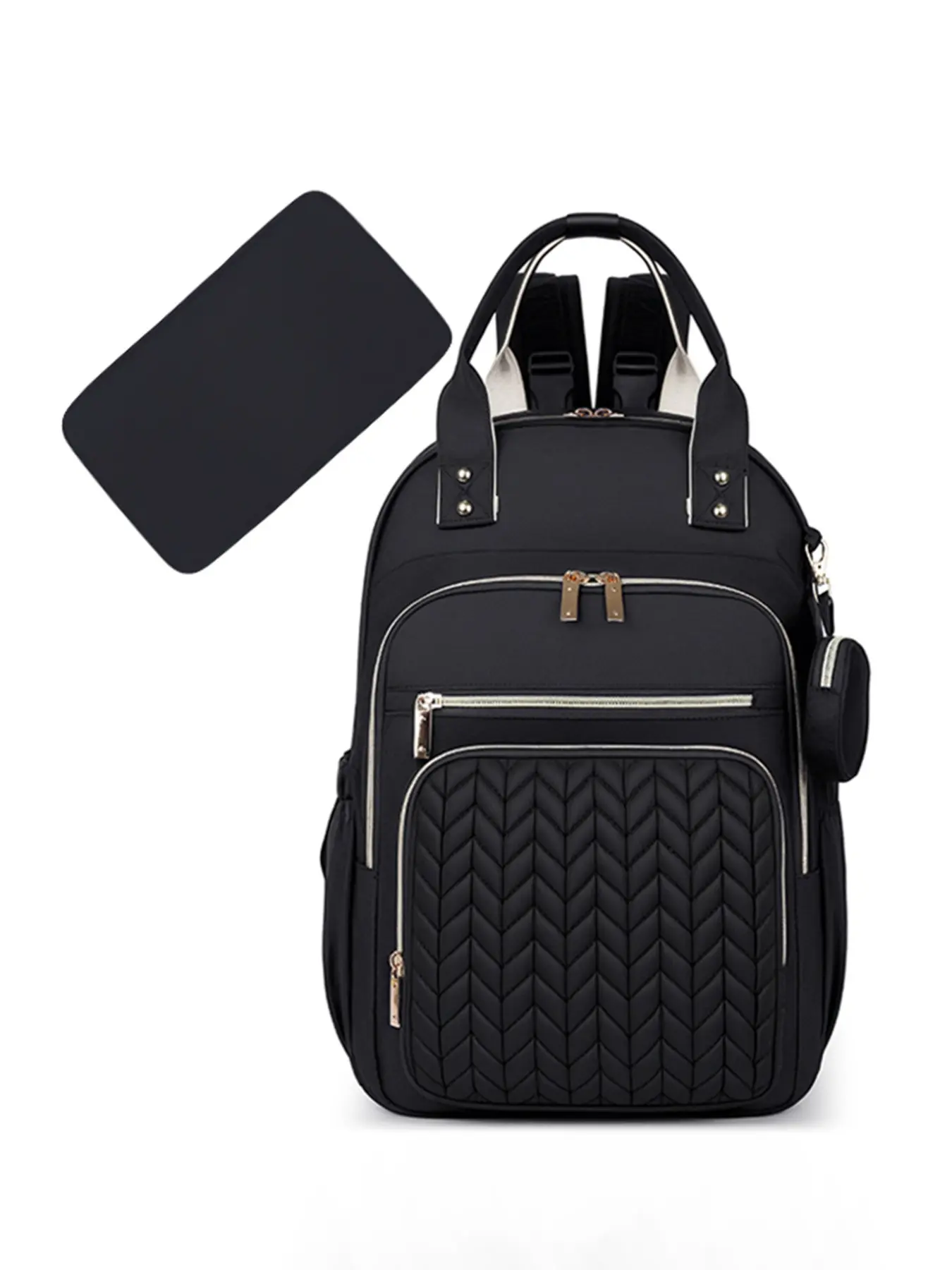 Luxury Weave Mommy Bag Backpack, Fashionable High-End Design, Smooth Metal Zipper, Large Capacity, Waterproof, Ideal for New Mothers