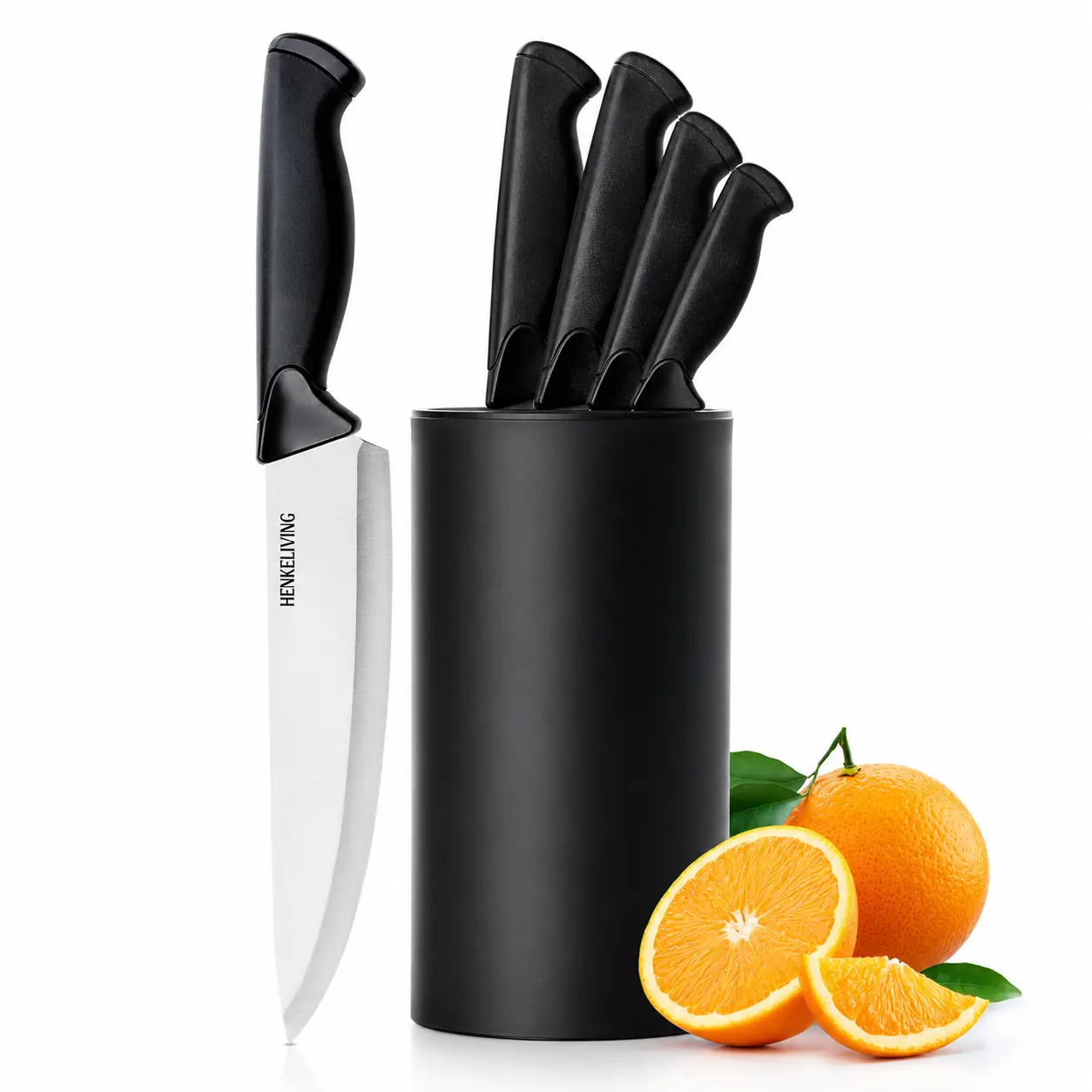 Knife Set, 6-Piece Kitchen Knife Set, German High Carbon Stainless Steel, Durable & Easy Clean Knife Block, Black