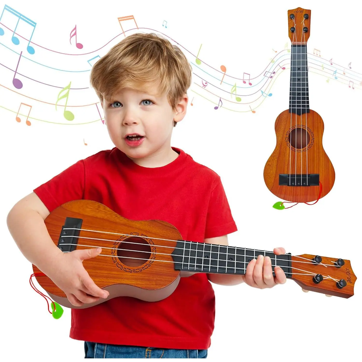 Kids Toy Ukulele Guitar,17 Inch Classical Guitar Musical Toy,4 Strings Guitar Ukulele Educational Learning Toy  Toddlers and Preschoolers