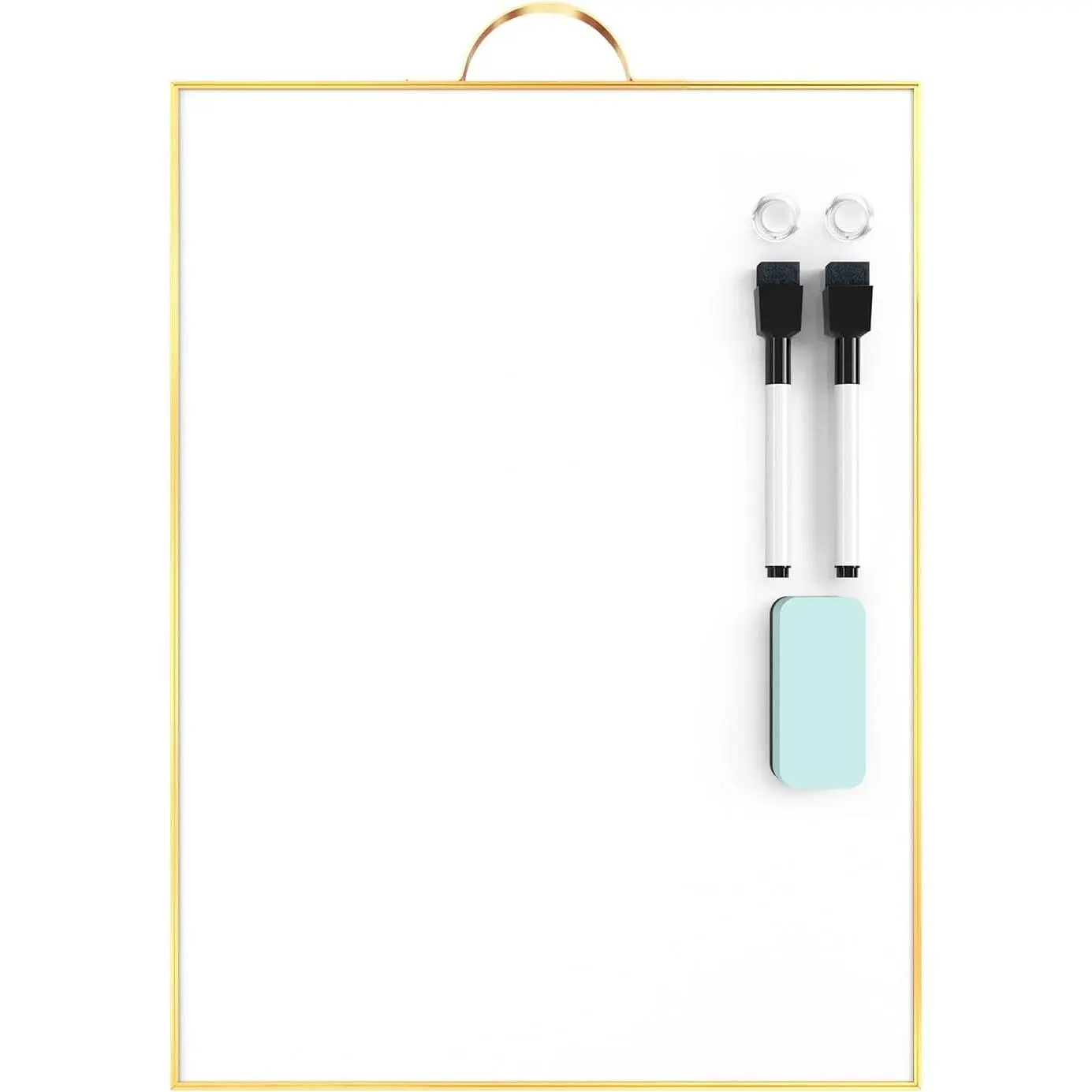 16" x 12" Portable Magnetic Dry Erase Whiteboard with Gold Aluminum Frame & Handle – To-Do List Notepad for Office, Home, School