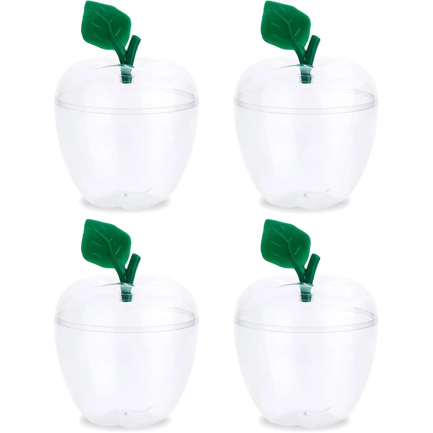 Large Clear Apple Container 4 Pack,Back To School Teacher Appreciation Gifts,Teacher Gifts Mothers Day Gift,Plastic Apple Boxes Filling Containers Jar Classroom Wedding Party Decorations Candy Jar