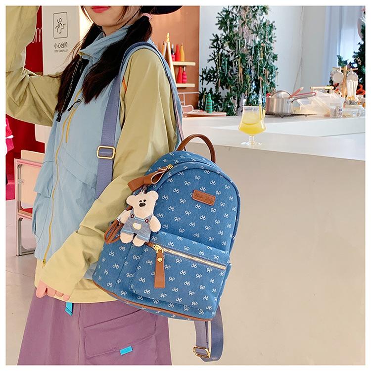 Korean-style fashionable trendy women's backpack, stylish and cute with a bow, student schoolbag, 2026 new model, cross-border women's bag