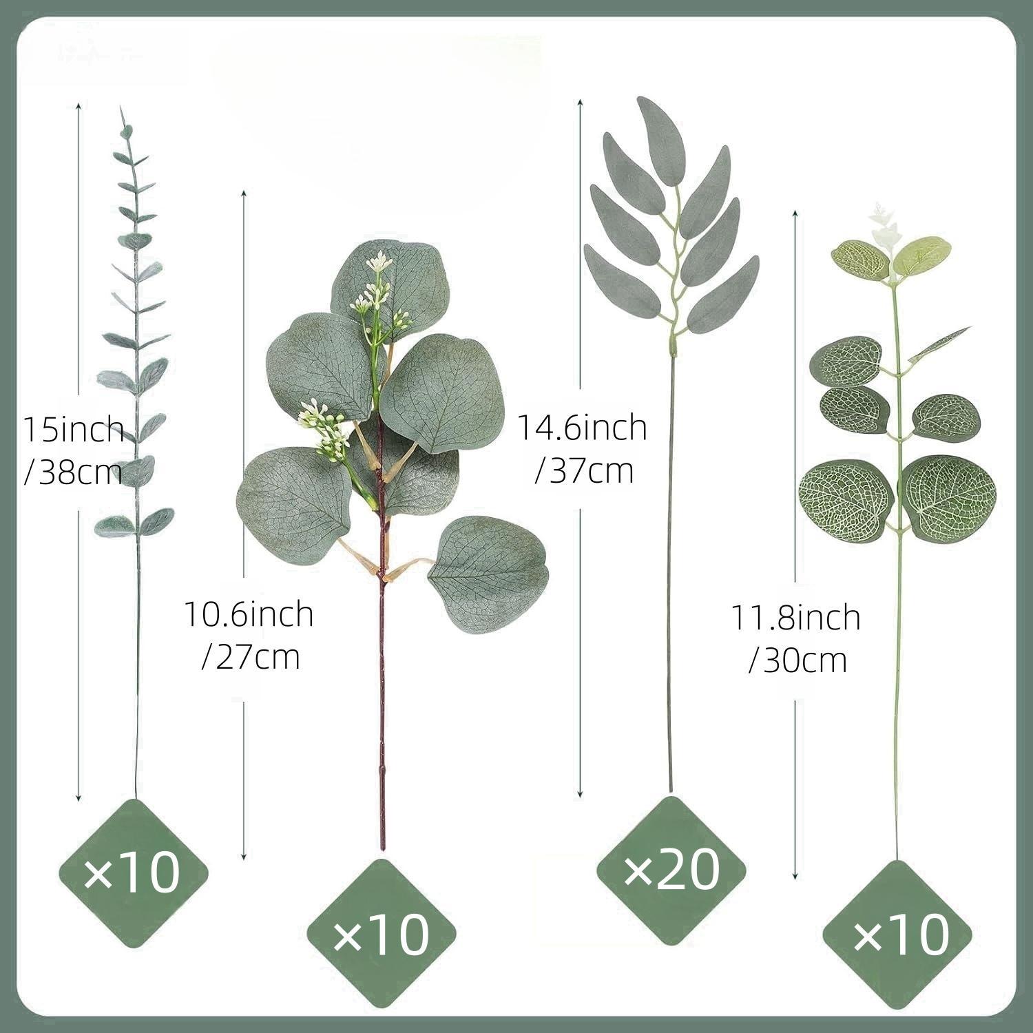Artificial Eucalyptus Leaves, Faux Eucalyptus Set, Decorative Plants for DIY Wedding Bouquets & Home Decor, Evergreen Faux Plants, Artificial Faux Greenery