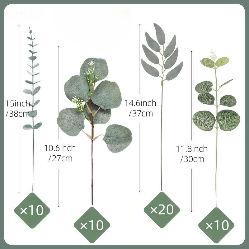 Artificial Eucalyptus Leaves, Faux Eucalyptus Set, Decorative Plants for DIY Wedding Bouquets & Home Decor, Artificial Faux Greenery