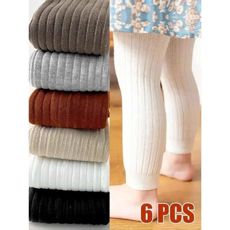 6-Pack Footed Knitted Tights Ribbed All-Season Solid Color Dance Fit Breathable Soft Leggings for Womenswear Footed Tights Everyday Use Overalls