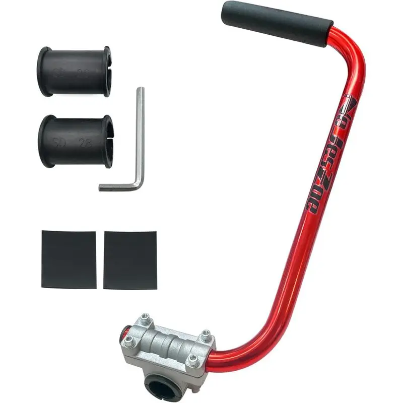 Reduce Arm Fatigue String Trimmer Handle Grip, Ergonomic Extension Handle with Secure Bracket Clamp for Lawn Trimming, Yard Work, Landscaping and Summer Lawn Care, Red