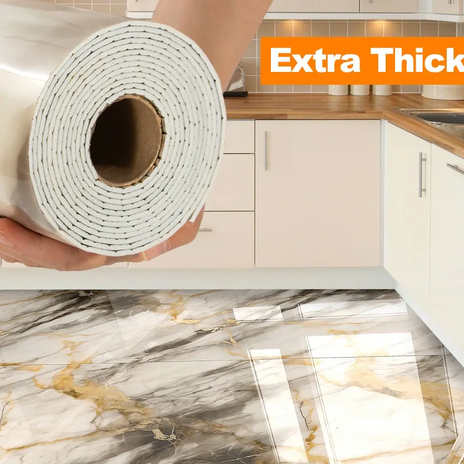 Marble Pattern Decorative Wallpaper Roll 15.75in X 118.11in Waterproof Self-Adhesive Vinyl Flooring Easy to Clean and Install DIY Decor Bathroom Peel and Stick Wallpaper for Kitchen Bedroom Living Room Bathroom Diy Wallpapers